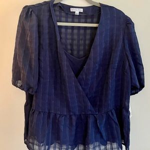 Navy Peplum Blouse
